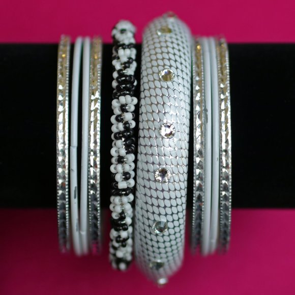 Animal Pattern- Black-White Bangle Set - Picture 2 of 6